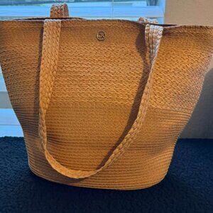 Calvin Klein Straw Raffia Tote Bag - Neutral Summer Beach Shoulder Bag